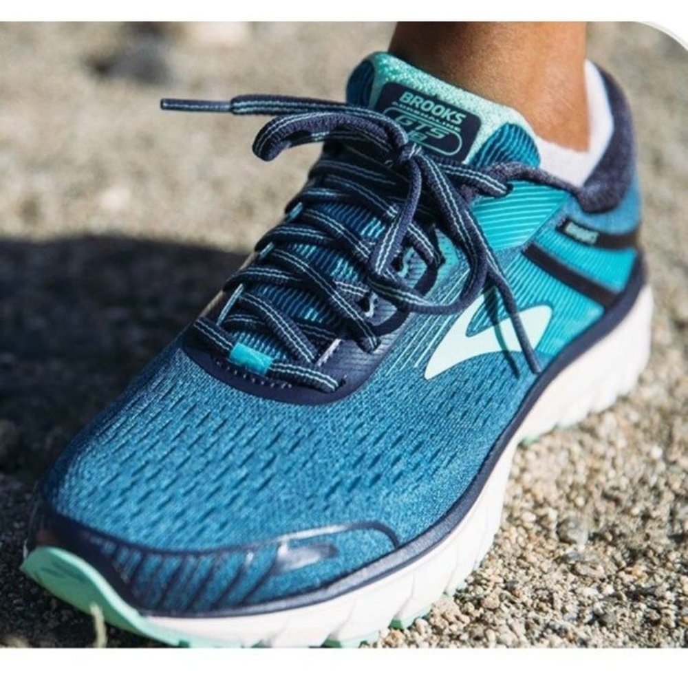 Brooks Green and White Athletic Shoes with Cushioned Support